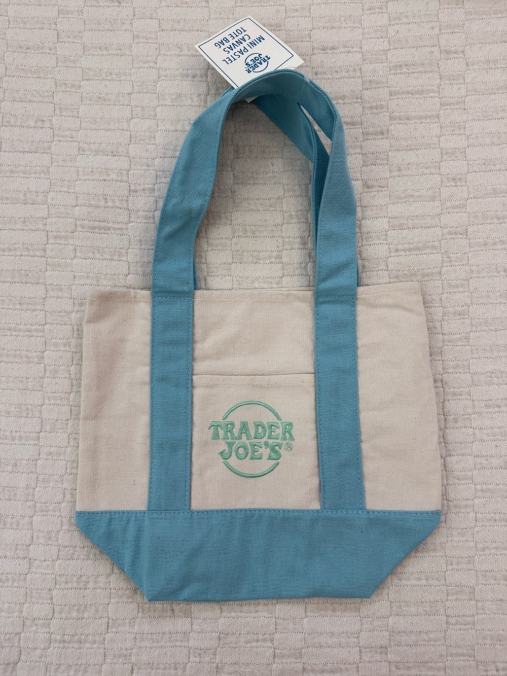 Trader Joe’s Mini Canvas Tote Bag - blue/green